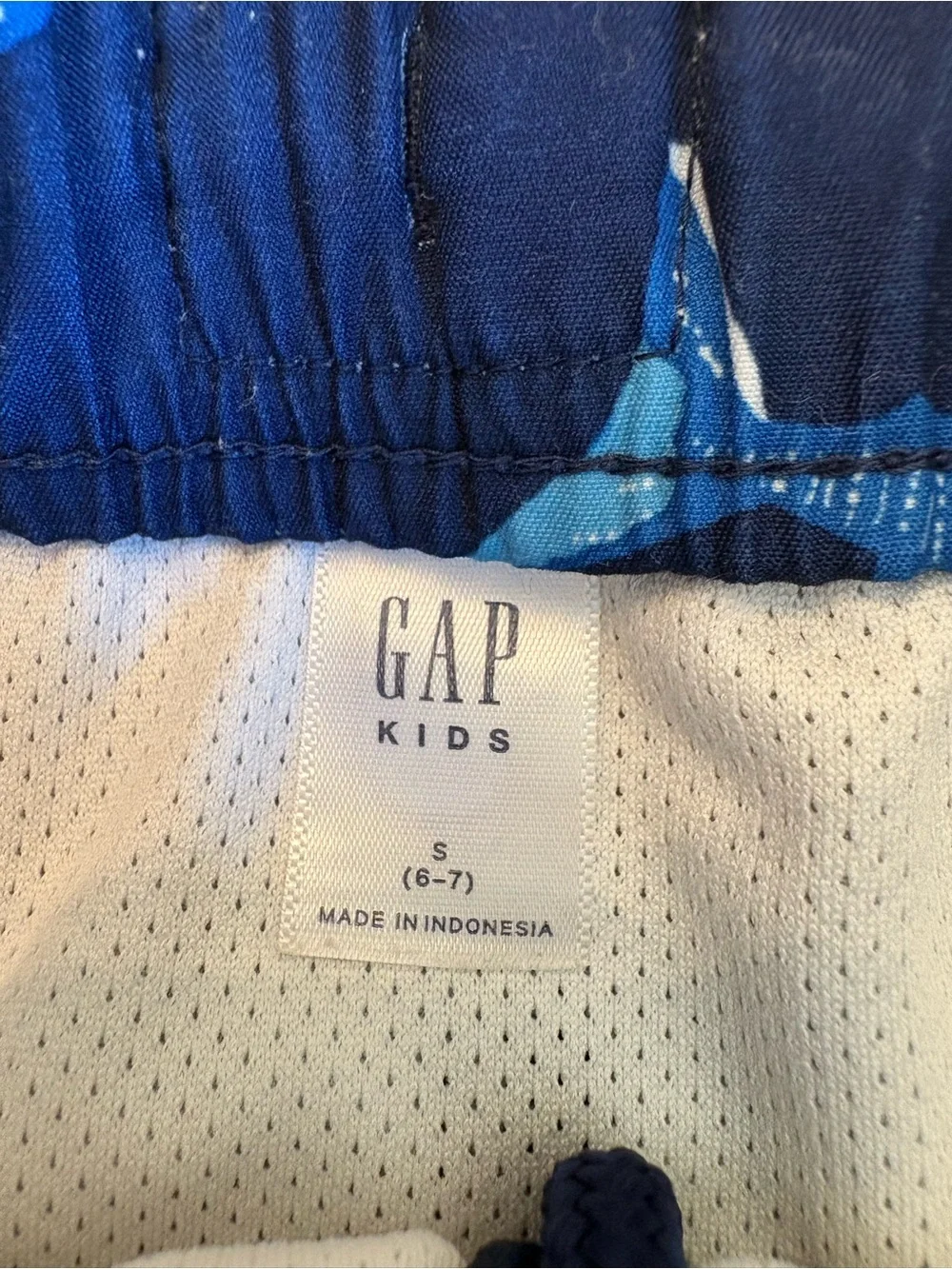 GAP Kids Navy and Light Blue Shark Swim Shorts